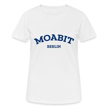 Berlin - Moabit - Berliner - Kiez - Berlinerin - Frauen T-Shirt atmungsaktiv - Weiß - Vorne - AI Model Female 172 dark (172cm)