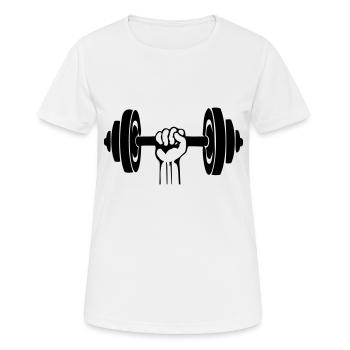 Haltère à main - T-shirt respirant Femme - blanc - Devant - AI Model Female 172 dark (172cm)
