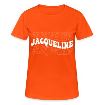 Drôle Jacqueline Groovy 4 Hommes Femmes Cool - T-shirt respirant Femme - orange néon - Devant - AI Model Female 172 dark (172cm)