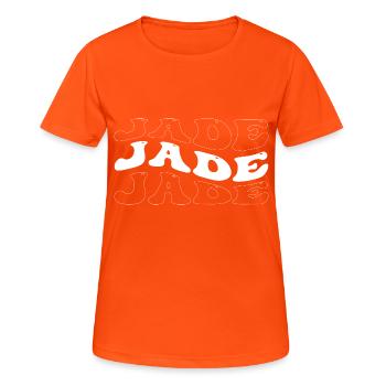 Funny Jade Groovy 4 Männer Frauen Cool Jade Tie Dye - Frauen T-Shirt atmungsaktiv - Neonorange - Vorne - AI Model Female 172 dark (172cm)