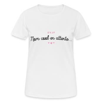 T-shirt EVJF "Nom cool en attente" - T-shirt respirant Femme - blanc - Devant - AI Model Female 172 dark (172cm)