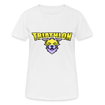 US highschool college Triathlon Maskottchen Katze - Frauen T-Shirt atmungsaktiv - Weiß - Vorne - AI Model Female 172 dark (172cm)