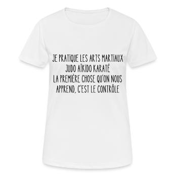 je pratique les arts martiaux - T-shirt respirant Femme - blanc - Devant - AI Model Female 172 dark (172cm)