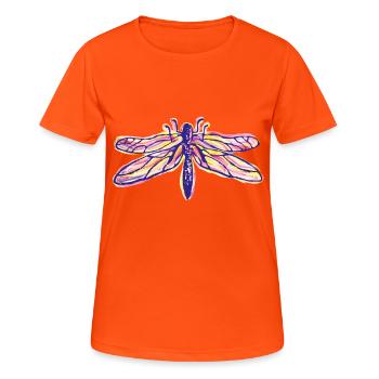 Dragonfly colorful in watercolor style - Women's Breathable T-Shirt - neon orange - Front - AI Model Female 172 dark (172cm)