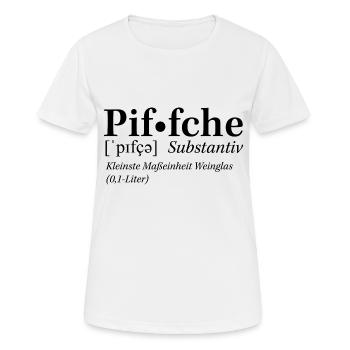 Rheinhessische Mundart "Piffche" - Frauen T-Shirt atmungsaktiv - Weiß - Vorne - AI Model Female 172 dark (172cm)
