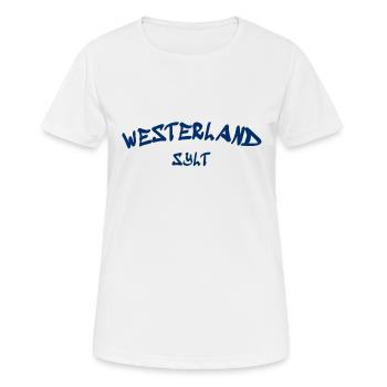 Westerland - Sylt - North Sea - Anchor - Seagull - Island - Women's Breathable T-Shirt - white - Front - AI Model Female 172 dark (172cm)