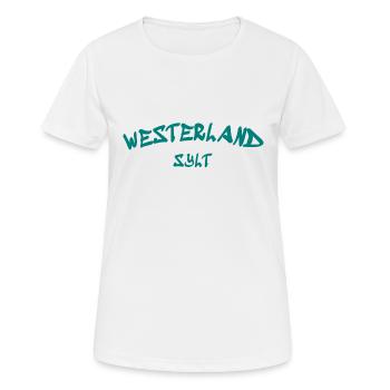 Westerland - Sylt - North Sea - Anchor - Seagull - Island - Women's Breathable T-Shirt - white - Front - AI Model Female 172 dark (172cm)