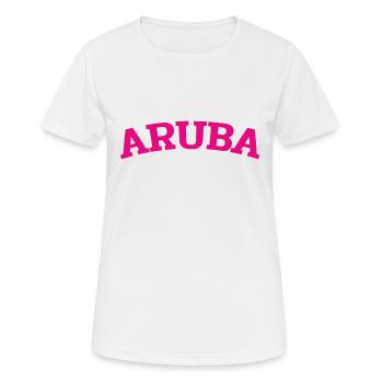 Aruba - Caraïbes néerlandaises - Est. 1499 Île des Caraïbes - T-shirt respirant Femme - blanc - Devant - AI Model Female 172 dark (172cm)