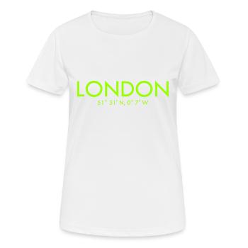 London - Coordinates - Latitude - Longitude - GB - Women's Breathable T-Shirt - white - Front - AI Model Female 172 dark (172cm)
