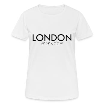 Londres - Coordonnées - Latitude - Longitude - GB - T-shirt respirant Femme - blanc - Devant - AI Model Female 172 dark (172cm)