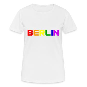 Berlin Regenbogen Farben schwul lesbisch Gay LGBT - Frauen T-Shirt atmungsaktiv - Weiß - Vorne - AI Model Female 172 dark (172cm)