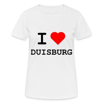 I love Duisburg / Ich liebe Duisburg - Frauen T-Shirt atmungsaktiv - Weiß - Vorne - AI Model Female 172 dark (172cm)