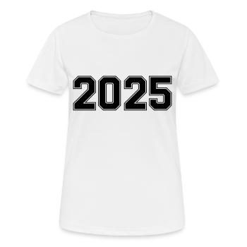2025 - Frauen T-Shirt atmungsaktiv - Weiß - Vorne - AI Model Female 172 dark (172cm)