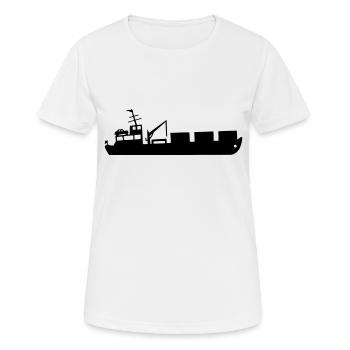 Bateau, cargo, porte-conteneurs - T-shirt respirant Femme - blanc - Devant - AI Model Female 172 dark (172cm)