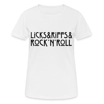Licks Riffs Rock and Roll - Frauen T-Shirt atmungsaktiv - Weiß - Vorne - AI Model Female 172 dark (172cm)