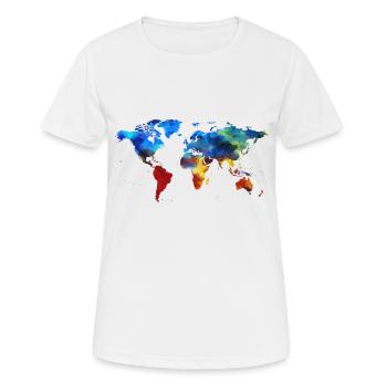 Bunte Welt - Frauen T-Shirt atmungsaktiv - Weiß - Vorne - AI Model Female 172 dark (172cm)