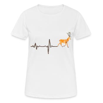 Heartbeat Hirsch farbig - Geschenk - Frauen T-Shirt atmungsaktiv - Weiß - Vorne - AI Model Female 172 dark (172cm)