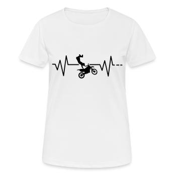 Heartbeat Motocross / Motorcycle / Freestyle / Stunt - Women's Breathable T-Shirt - white - Front - AI Model Female 172 dark (172cm)