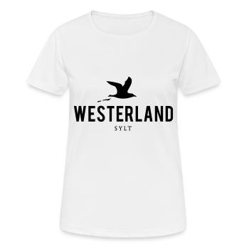 Möwe Westerland Sylt - Frauen T-Shirt atmungsaktiv - Weiß - Vorne - AI Model Female 172 dark (172cm)