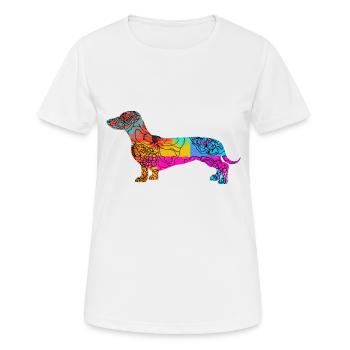 Dackel Dachshund Flowers - Frauen T-Shirt atmungsaktiv - Weiß - Vorne - AI Model Female 172 dark (172cm)
