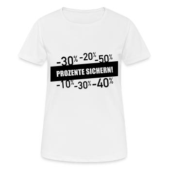 Prozente sichern - Frauen T-Shirt atmungsaktiv - Weiß - Vorne - AI Model Female 172 dark (172cm)