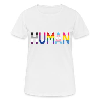HUMAN LETTERING - Women's Breathable T-Shirt - white - Front - AI Model Female 172 dark (172cm)