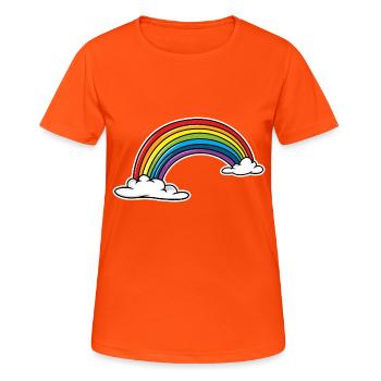 Regenbogen - Frauen T-Shirt atmungsaktiv - Neonorange - Vorne - AI Model Female 172 dark (172cm)