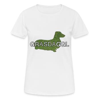 Grasdaggl typisch schwäbisches Schempfword - Frauen T-Shirt atmungsaktiv - Weiß - Vorne - AI Model Female 172 dark (172cm)