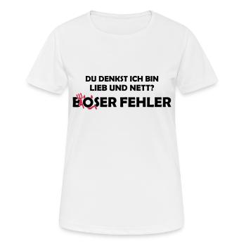 Lieb und Nett böser Fehler - Farbwechsel 2C - Frauen T-Shirt atmungsaktiv - Weiß - Vorne - AI Model Female 172 dark (172cm)
