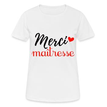 Merci maîtresse - T-shirt respirant Femme - blanc - Devant - AI Model Female 172 dark (172cm)