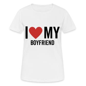 J’aime mon petit ami - T-shirt respirant Femme - blanc - Devant - AI Model Female 172 dark (172cm)