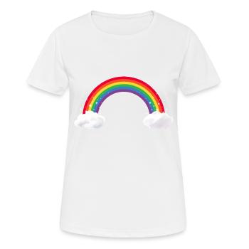 Colorful rainbow with clouds LGBT LGBTQ Gay Pride - Women's Breathable T-Shirt - white - Front - AI Model Female 172 dark (172cm)