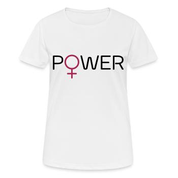 Powerfrau - Frauen T-Shirt atmungsaktiv - Weiß - Vorne - AI Model Female 172 dark (172cm)