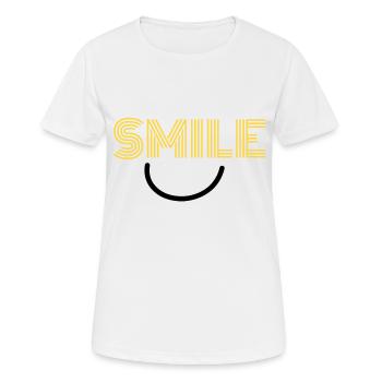 SMILE - Frauen T-Shirt atmungsaktiv - Weiß - Vorne - AI Model Female 172 dark (172cm)