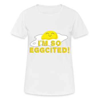 I'm so eggcited Spiegelei Lustig - Frauen T-Shirt atmungsaktiv - Weiß - Vorne - AI Model Female 172 dark (172cm)