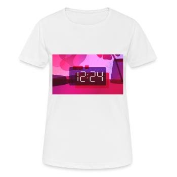 Time – 12:24 PM - Women's Breathable T-Shirt - white - Front - AI Model Female 172 dark (172cm)
