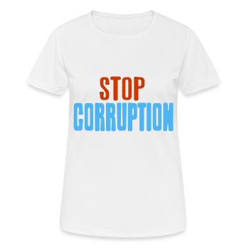 Stop Corruption Awesome Retro Politics T-Shirt - Women's Breathable T-Shirt - white - Front - AI Model Female 172 dark (172cm)