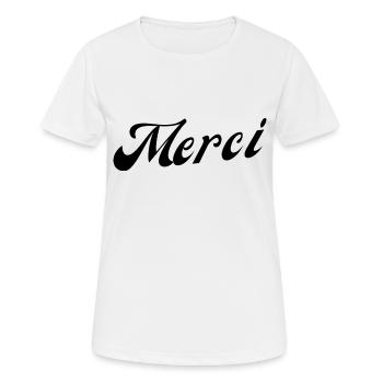 Merci - T-shirt respirant Femme - blanc - Devant - AI Model Female 172 dark (172cm)