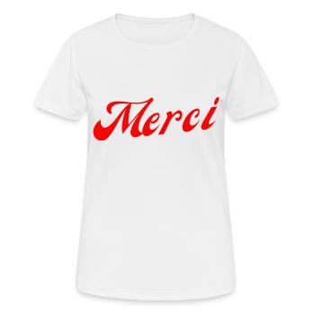 Merci - T-shirt respirant Femme - blanc - Devant - AI Model Female 172 dark (172cm)