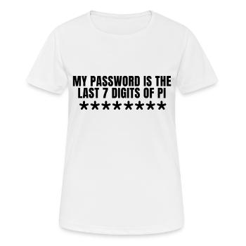 Mein Passwort ist die letzten 7 Ziffern von Pi - Frauen T-Shirt atmungsaktiv - Weiß - Vorne - AI Model Female 172 dark (172cm)