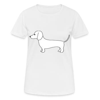Mignon teckel au trait fin sur blanc - T-shirt respirant Femme - blanc - Devant - AI Model Female 172 dark (172cm)