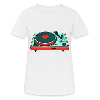 Plattenspieler bunt - Frauen T-Shirt atmungsaktiv - Weiß - Vorne - AI Model Female 172 dark (172cm)