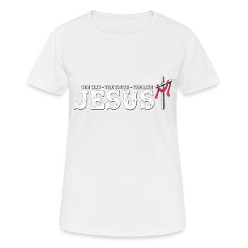 Jésus - Le Chemin La Vérité La Vie - Rachetée - T-shirt respirant Femme - blanc - Devant - AI Model Female 172 dark (172cm)