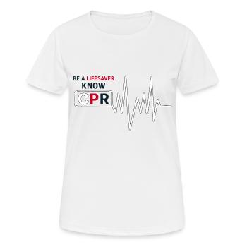 SOYEZ UNE BOUÉE DE SAUVETAGE - T-shirt respirant Femme - blanc - Devant - AI Model Female 172 dark (172cm)