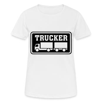 Schild Trucker Hängerzug invertiert - Frauen T-Shirt atmungsaktiv - Weiß - Vorne - AI Model Female 172 dark (172cm)