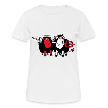 2 Mouton Ange Diable Satan Enfer Mal Paradis Bien - T-shirt respirant Femme - blanc - Devant - AI Model Female 172 dark (172cm)