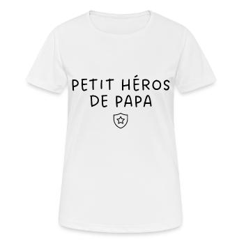Papas kleiner Held - Frauen T-Shirt atmungsaktiv - Weiß - Vorne - AI Model Female 172 dark (172cm)