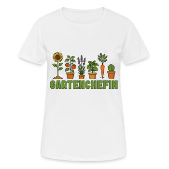 Gartenchefin Schrebergarten Pflanzen Gärtnerin - Frauen T-Shirt atmungsaktiv - Weiß - Vorne - AI Model Female 172 dark (172cm)