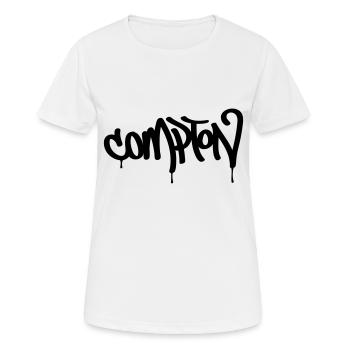 COMPTON - Frauen T-Shirt atmungsaktiv - Weiß - Vorne - AI Model Female 172 dark (172cm)
