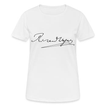Richard Wagner Unterschrift - Frauen T-Shirt atmungsaktiv - Weiß - Vorne - AI Model Female 172 dark (172cm)